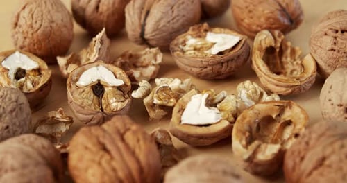 Delicious and Fresh Walnuts on a Wooden Table