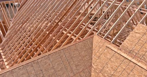 Wooden Framework Aerial View in Sunny Suburbs