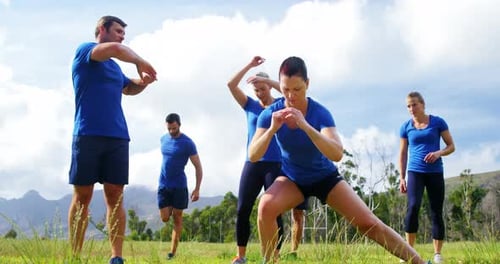 Fit people exercising in boot camp 4k