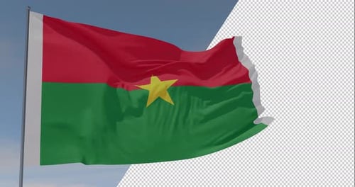 Burkina Faso Flag Waving Seamlessly with Alpha Channel