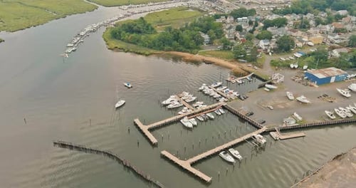 Aerial View of the Many Boats Dock in New Jersey Harbor