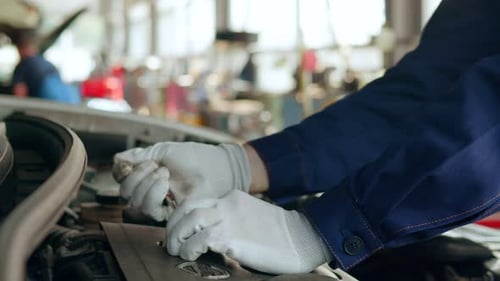 Auto Mechanic Repairing Engine in Auto Repair Shop