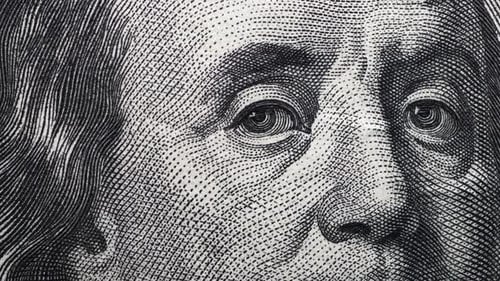 Close Up of Benjamin Franklin on US Currency