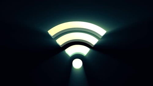 Glowing Wi-Fi Signal Icon 3D Animation Loop