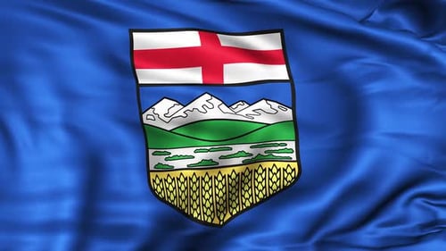 Realistic Waving Flag of Alberta, Canada