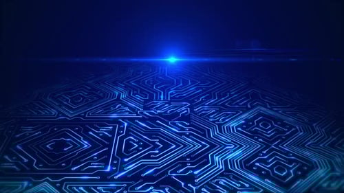 Futuristic Blue Glowing Circuit Board Digital Technology Background