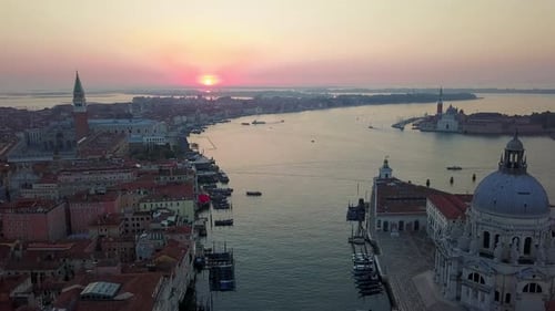 Venice Aerial View at Sunrise in Italy