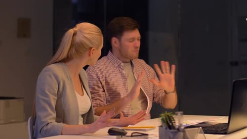 Business Team Making High Five at Night Office 67