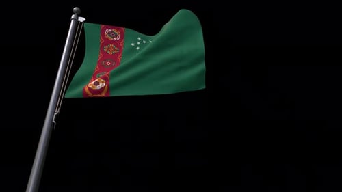 Realistic Turkmenistan Flag Waving Seamless Loop