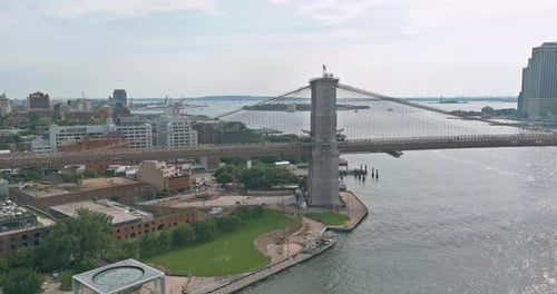 Panorama Beautiful Cityscape Manhattan Overview Brooklyn Bridge in New York City United States