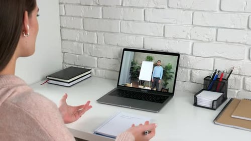 Woman Attending Online Class From Home