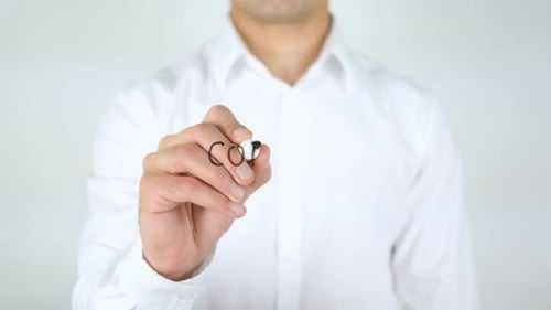 Man Writing Coffee Break on Clear Surface