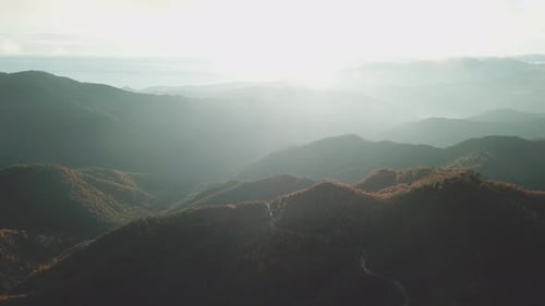Mountain aerial view. Nature landscape travel in sunny day.