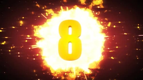 Feueranimation des Countdowns von 10 bis 0