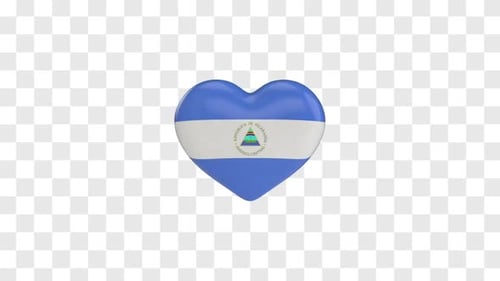 3D Nicaragua Flag Heart Rotating Loop Animation