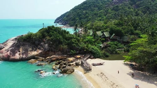 Aerial texture of tropical sea view beach vacation by blue sea with white sandy background of a dayo
