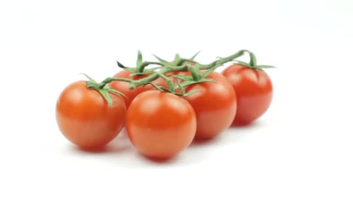 Kirschtomaten rotieren auf weiß