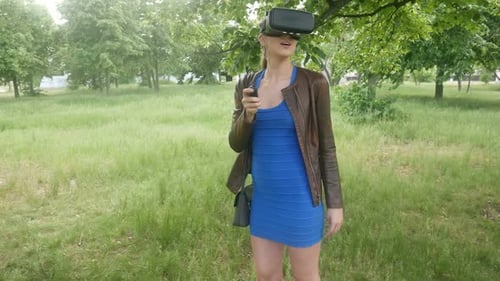 Woman Using VR Headset in Grassy Park