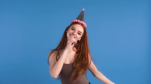 Young Woman Dancing and Celebrating Birthday Party