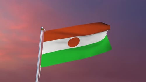 Niger Flag Waving in the Wind at Sunset