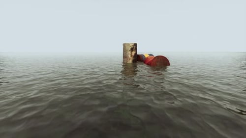 Industrial Oil Waste Left in the Sea