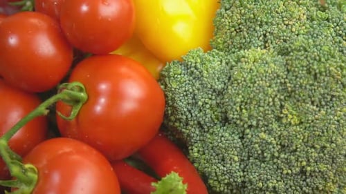 Fresh Raw Vegetables Close Up Rotating