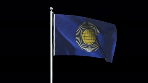 Animated Waving Commonwealth Flag on Flagpole
