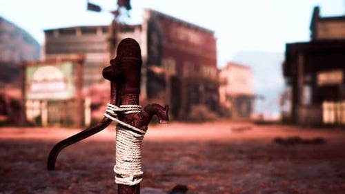 Old Rusted Water Pump in Wild West Town