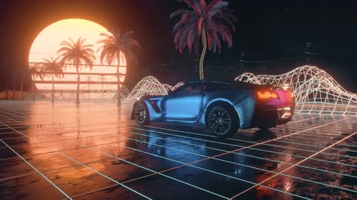 80s Retro Background 3d Animation