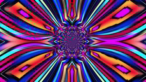 Vibrant Neon Abstract Geometric Tunnel Loop Background