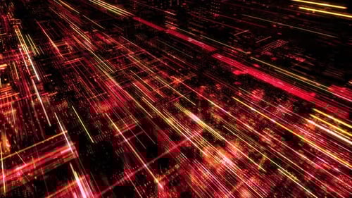 Binary circuit board future tech cyber security concept. 3D render 4K loop