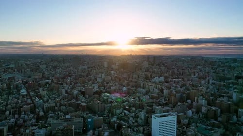 Aerial view 4k video by drone of building in Tokyo city
