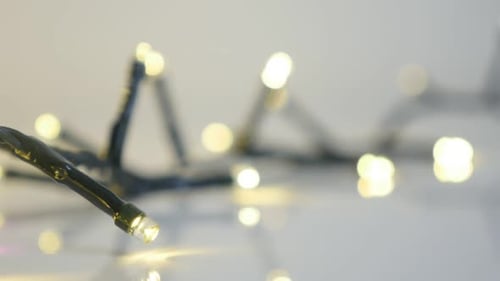 Blinking Christmas decoration slow motion 1080p FullHD footage - Sequence of fairy-lights close-up s