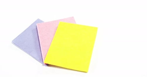 Close-up of multicolor cleaning sponge