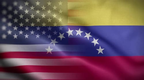 United States and Venezuela Flags Waving Seamlessly