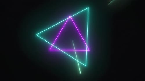 Glowing Neon Geometric Triangles Loop