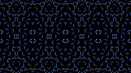 Abstract Digital Glowing Line Art Kaleidoscope Background