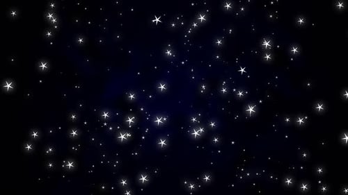 Animation de points lumineux scintillants et se déplaçant dans un mouvement hypnotique sur le ciel nocturne