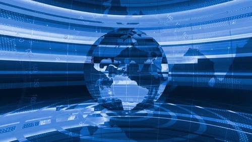 Futuristic Blue Rotating Globe for Broadcast and Corporate News