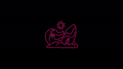 Animated Line Art Surfing Scene Drawing Reveal