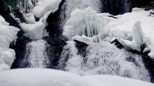 Zeitlupe Winter Wasserfall