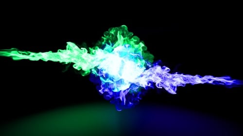 Energetic Green and Blue Fluid Collision Reveal