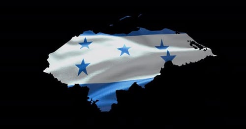Hintergrund der Nationalflagge von Honduras mit ländlichem Umriss. Alpha-Kanal-Animation