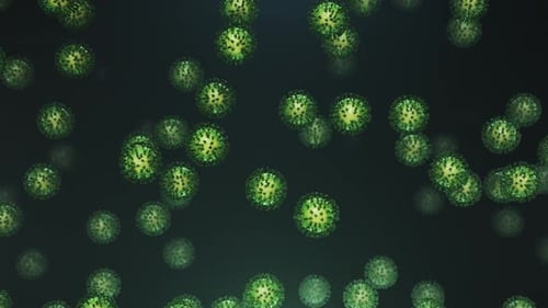 Falling Green Coronavirus with Particles