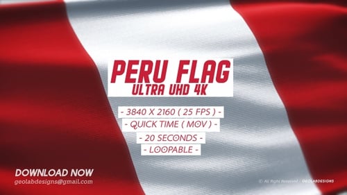 Realistic Waving Flag of Peru