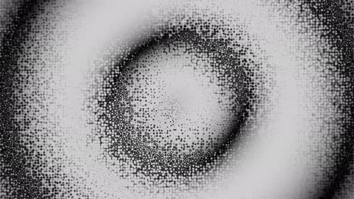 Black and White Circles of Dots Pattern Loop Animation