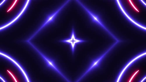 Abstract Neon Light Glowing Kaleidoscope Loop Background