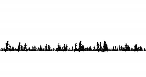 Minimalist Silhouettes of People Walking and Running Animation