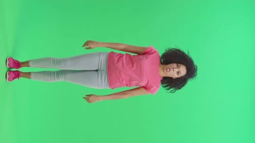 Smiling Woman Posing on Green Screen