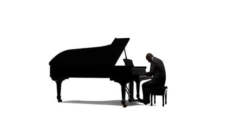3D Animated Person Playing Grand Piano